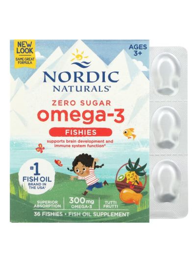 Nordic Naturals, Omega-3 Fishies, Ages 3+, Tutti Frutti, 300 mg, 36 Fishies