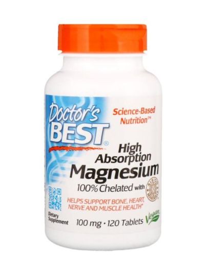 Doctor's Best, Magnesium 100% Chelated with Albion Minerals, 100 mg, 120 Tablets