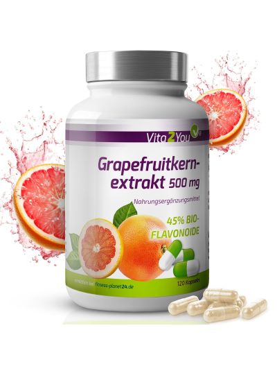 Vita2You Grapefruit Seed Extract 45% Organic Flavonoids 500mg 120 Capsules