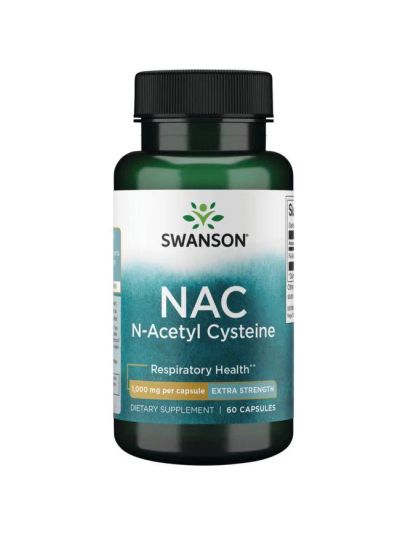 SWANSON NAC N-ACETYL CYSTEINE, EXTRA STRENGTH, 1000 MG 60 CAPSULES
