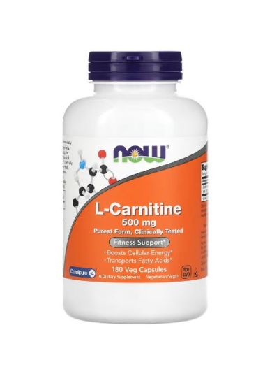 NOW FOODS L-CARNITINE L-CARNITINE, 500MG, 180 VEGETABLE CAPSULES