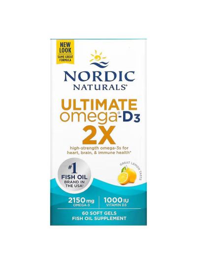 Nordic Naturals, Ultimate Omega 2X with Vitamin D3, Lemon, 60 Softgels