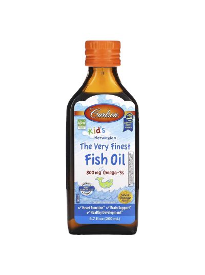 CARLSON LABS FOR KIDS NORWEGIAN FISH OIL, NATURAL Orange FLAVOR 200ML