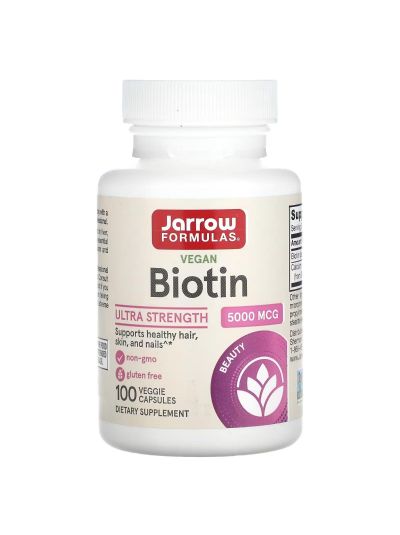 Jarrow Formulas Biotin, 5,000 mcg, 100 Veggie Caps