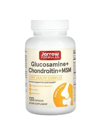 Jarrow Formulas Glucosamine + MSM and Vitamin C, 120 Caps