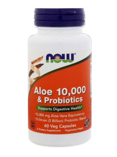 NOW FOODS ALOE VERA 10,000 & PROBIOTICS 60 VEG CAPSULES