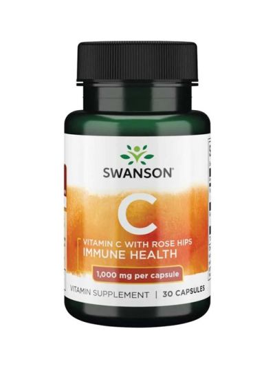 SWANSON PREMIUM VITAMIN C 1000 MG WITH ROSE HIPS 30 CAPSULES