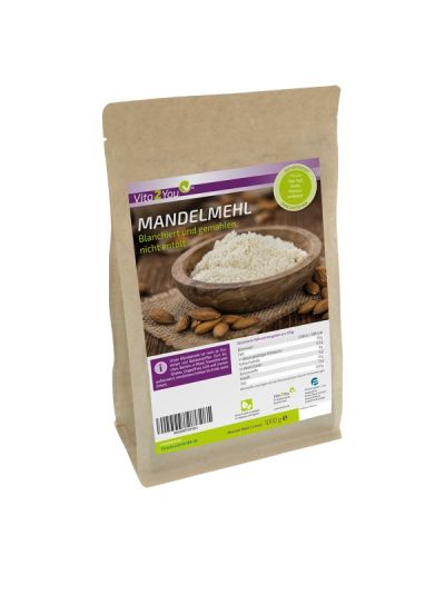 Vita2You Almond Flour 1kg - blanched and natural - Premium Quality
