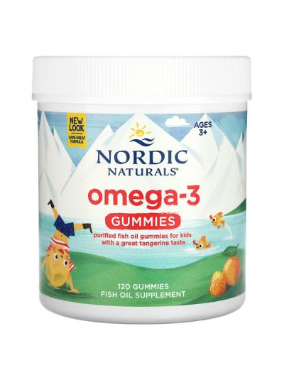 Nordic Naturals, Omega-3 Gummies, Ages 3+, Tangerine, 120 Gummies
