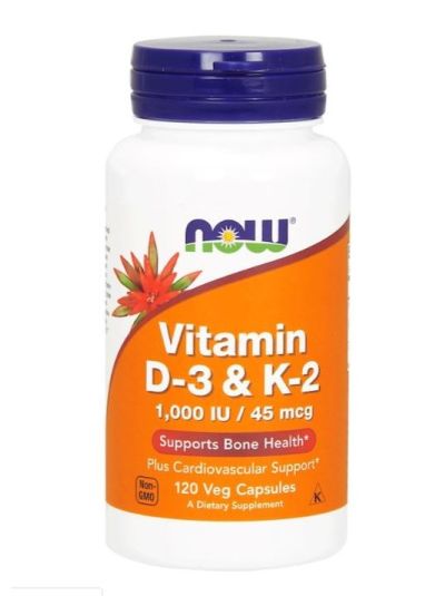 NOW FOODS VITAMIN D-3 & K-2 1,000 IU / 45 MCG 120 VEGETARIAN CAPSULES