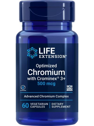 LIFE EXTENSION OPTIMIZED CHROMIUM WITH CROMINEX 3+ 500 MCG 60 VEGE CAPSULES